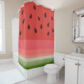 ジューシーでおいしい熟したスイカと種子デザイン シャワーカーテン (インサイチュ)