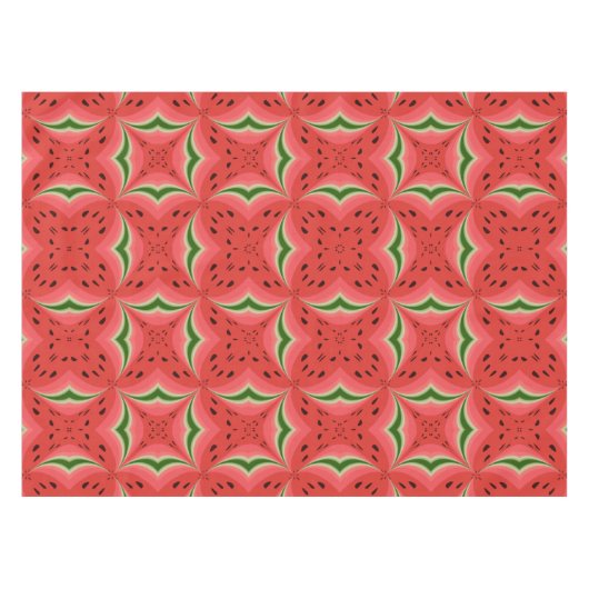 ジューシーでおいしい熟したスイカと種子デザイン テーブルクロス (正面(横))