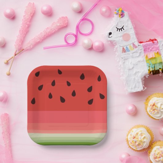 ジューシーでおいしい熟したスイカと種子デザイン ペーパープレート (パーティー)