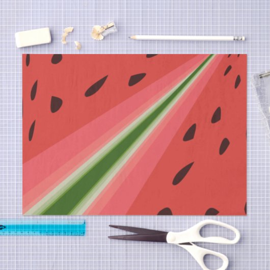 ジューシーでおいしい熟したスイカと種子デザイン 薄葉紙 (クラフト)