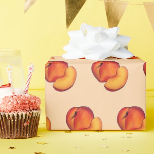 ジューシーで熟した夏の桃グルジア桃の果実 ラッピングペーパー (誕生日パーティー)