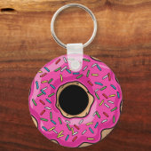 ジューシーで美味しいピンクのドーナツ キーホルダー (正面)