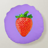 ジューシーなイチゴポップ・アートのインアートスタイル ラウンドクッション (裏面)