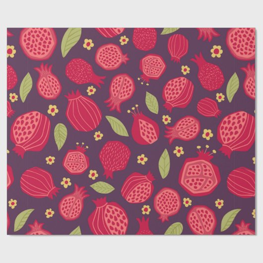 ジューシーなイラストレーションとルのザクロのヴィンテージ ラッピングペーパー (フラット)