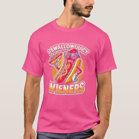 ジューシーなウィーナーに挑発されるジョーク大人のハムを飲む Tシャツ (正面)