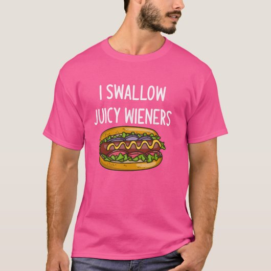 ジューシーなウィーナーを飲み込む7月4日おもしろいのジョーク・サルカス Tシャツ (正面)