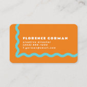 ジューシーなオレンジとアクアブルーの波状フレーム 名刺 (正面)