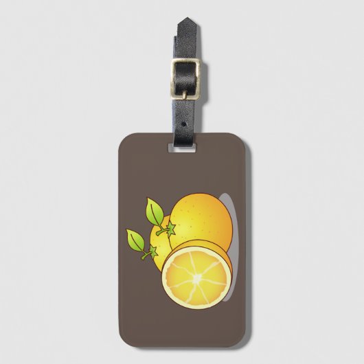 ジューシーなオレンジのおもしろい ラゲッジタグ (正面縦)