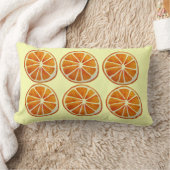 ジューシーなオレンジのスライス水色のフルーツパターン ランバークッション (ブランケット)