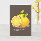 ジューシーなオレンジのフルーツアート カード (黄色い花)