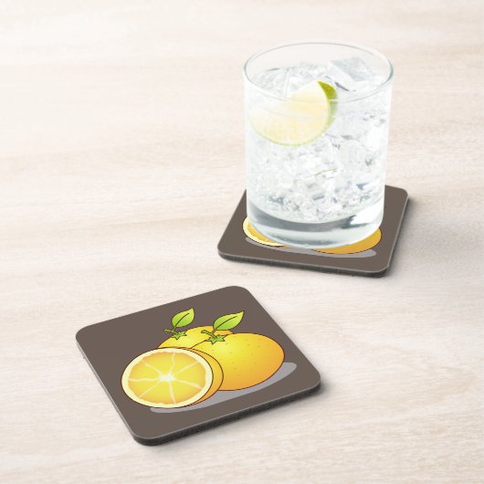 ジューシーなオレンジのフルーツアート コースター (右側)