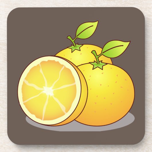ジューシーなオレンジのフルーツアート コースター (正面)