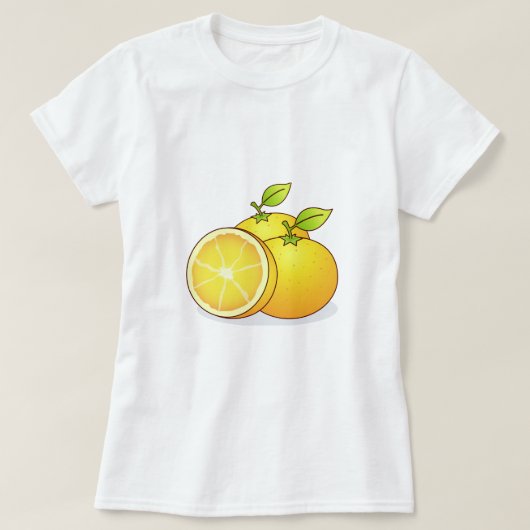 ジューシーなオレンジのフルーツアート Tシャツ (デザイン正面)