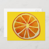 ジューシーなオレンジの柑橘系水色のフルーツポップ・アートのアート ポストカード (正面/裏面)