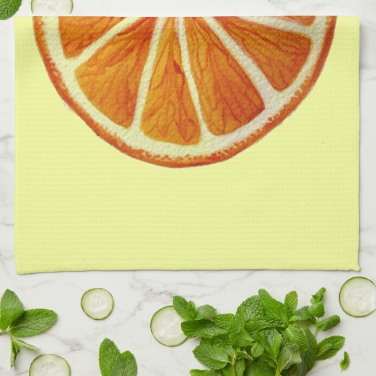ジューシーなオレンジ色のフルーツポップ・アートのアート キッチンタオル (折り畳み)