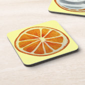 ジューシーなオレンジ色のフルーツポップ・アートのアート コースター (左側)
