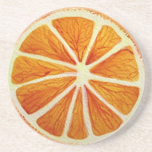 ジューシーなオレンジ色のフルーツポップ・アートのアート コースター (正面)