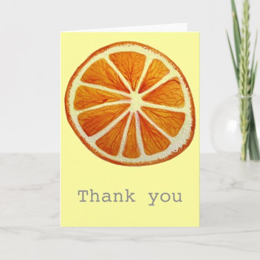 ジューシーなオレンジ色のフルーツポップ・アートのアート サンキューカード (正面)