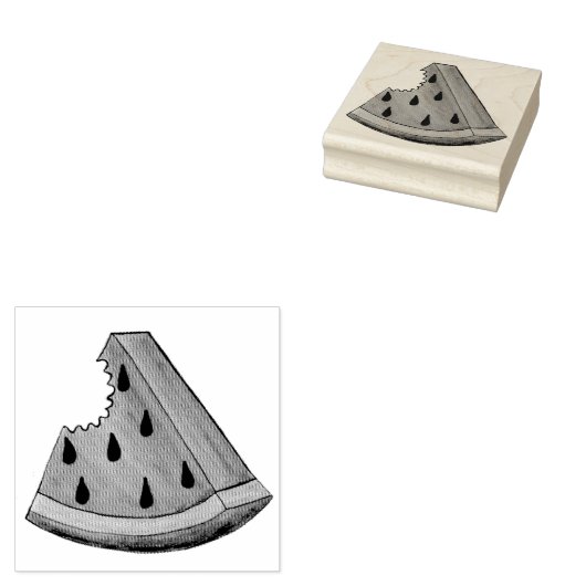 ジューシーなスイカくさびスライス緑の皮の種子の果実 ラバースタンプ (押印)