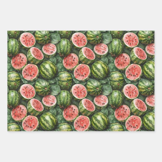 ジューシーなスイカの包装紙 ラッピングペーパーシート (正面)