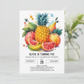 ジューシーなスイカの編集可能なフルーツ誕生日 招待状 (スタンド正面)