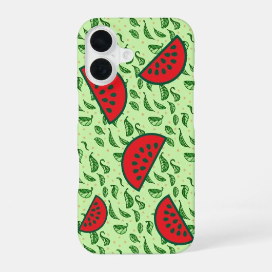 ジューシーなスイカ&リーフ iPhone 16ケース (裏面)