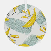 ジューシーなバナナの明るいヴィンテージパターン ガラスオーナメント (裏面)