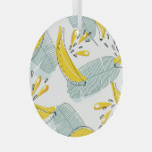 ジューシーなバナナの明るいヴィンテージパターン ガラスオーナメント (正面右)