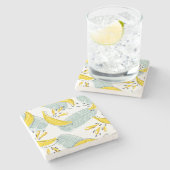 ジューシーなバナナの明るいヴィンテージパターン ストーンコースター (横)