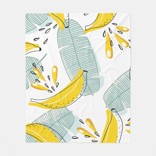 ジューシーなバナナの明るいヴィンテージパターン フリースブランケット (正面)