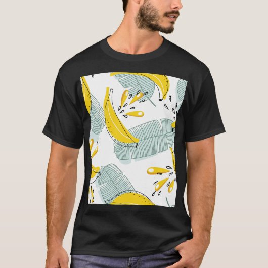 ジューシーなバナナの明るいヴィンテージパターン Tシャツ (正面)