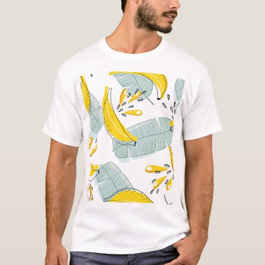 ジューシーなバナナの明るいヴィンテージパターン Tシャツ (正面)