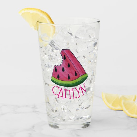 ジューシーなピンクのスイカ切りピクニックフード タンブラーグラス (アイス正面)