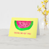 ジューシーなピンクのスイカ考えの果実のYou カード (黄色い花)