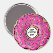 ジューシーなピンク振りかけたドーナツカスタム文字 マグネット (正面/裏面)