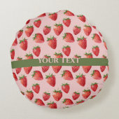 ジューシーなピンク：イチゴ畑に渦巻く ラウンドクッション (裏面)