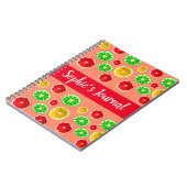 ジューシーなフルーツ柑橘類のフルーツパターン ノートブック (左側)