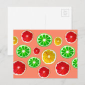 ジューシーなフルーツ柑橘類のフルーツパターン ポストカード (正面/裏面)
