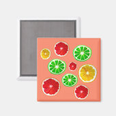 ジューシーなフルーツ柑橘類のフルーツパターン マグネット (正面/裏面)