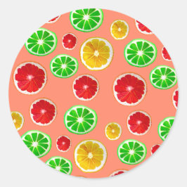 ジューシーなフルーツ柑橘類のフルーツパターン ラウンドシール