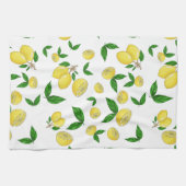 ジューシーなレモンと緑のを備えたキッチンタ葉オル キッチンタオル (横)