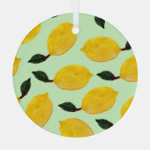 ジューシーなレモンブルーベリー：水彩シームレスパテ ガラスオーナメント (裏面)