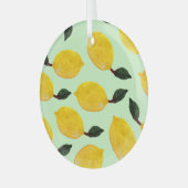 ジューシーなレモンブルーベリー：水彩シームレスパテ ガラスオーナメント (正面左)