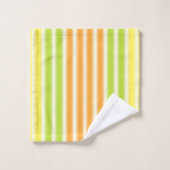 ジューシーなレモンライムとオレンジの柑橘類のフルーツストライプ類 バスタオルセット (ウォッシュタオル)