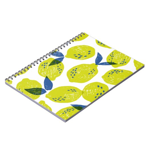 ジューシーなレモン:ヴィンテージのシームレスなパターン。 ノートブック (左側)