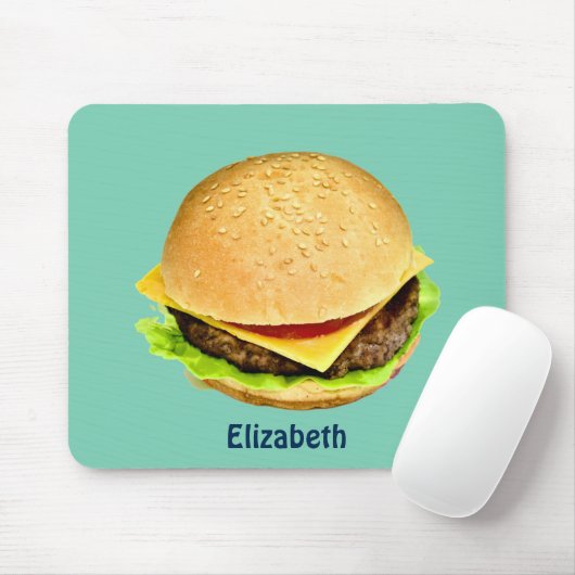 ジューシーな大きなチーズバーガーの写真パーソナライズされた マウスパッド (マウス)