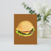 ジューシーな大きなチーズバーガーの写真 ポストカード (スタンド正面)