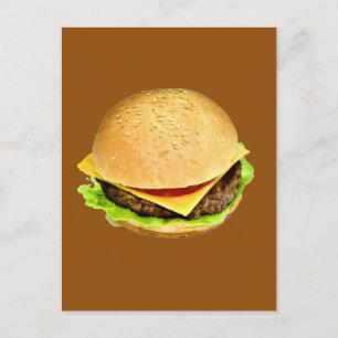 ジューシーな大きなチーズバーガーの写真 ポストカード