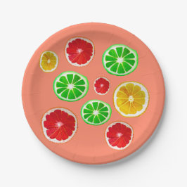 ジューシーな果実カラフル果実模様 ペーパープレート