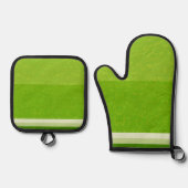 ジューシーな柑橘系ライムフルーツスライス色 鍋つかみ&鍋敷きセット (正面)